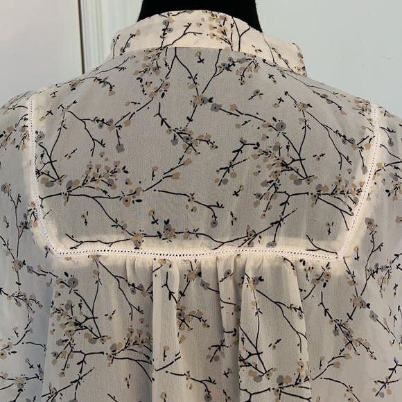 PURE ALFRED SUNG CREAM SLEEVELESS FLORAL SHELL TOP , RUFFLE DETAIL  XL - Picture 4 of 7